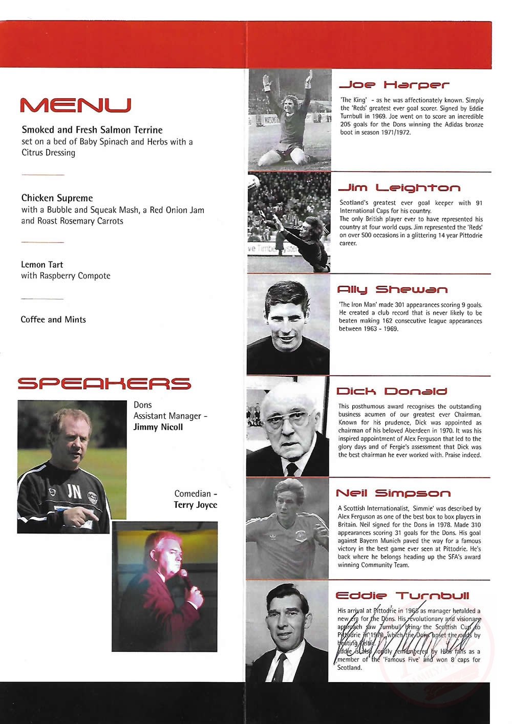 From Graeme Watson's personal collection, Dick Donald Hall of Fame, programme signed, dated 05 Nov 2004.