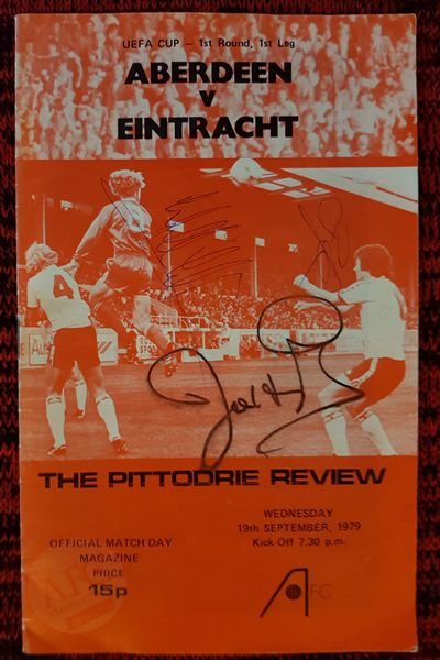 From Graeme Watson's personal collection - Aberdeen v Eintracht Frankfurt 19 Sep 1979, programme signed