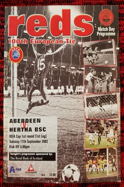 From Graeme Watson's personal collection - Aberdeen v Hertha BSC 17 Sep 2002, programme