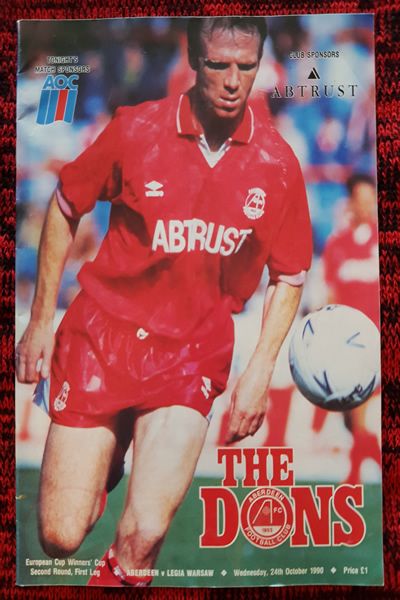 From Graeme Watson's personal collection - Aberdeen v Legia Warsaw 24 Oct 1990, programme