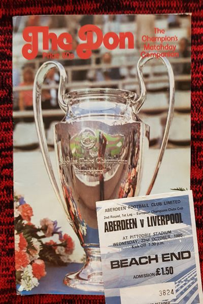 From Graeme Watson's personal collection - Aberdeen v Liverpool 22 Oct 1980, programme & ticket