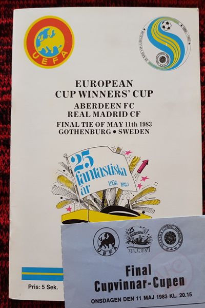 From Graeme Watson's personal collection - Aberdeen v Real Madrid 11 May 1983, programme & ticket