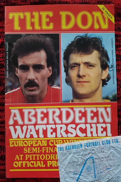 From Graeme Watson's personal collection - Aberdeen v Waterschei Thor 06 Apr 1983, programme & ticket