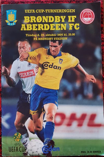 From Graeme Watson's personal collection - Brøndby v Aberdeen 29 Oct 1996, programme