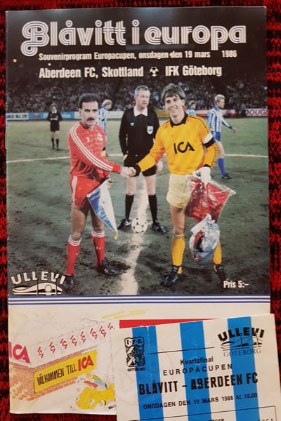 From Graeme Watson's personal collection - IFK Göteborg v Aberdeen 19 Mar 1986, programme & ticket