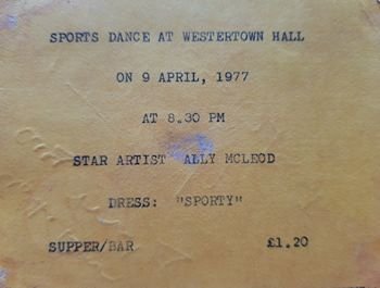 Sports Dance Westertown Hall, 09 Apr 1977 ticket