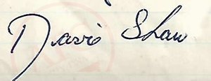 From Graeme Watson's personal collection, Davie Shaw autograph.