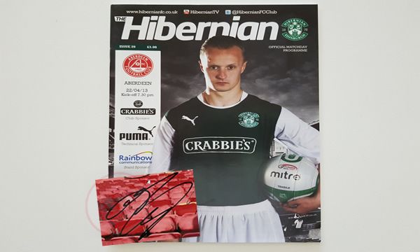 Hibernian v Aberdeen 22 December 2013, first match programme and autograph - Copyright © 2021 Graeme Watson.