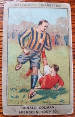 From Graeme Watson's personal collection, Donald Colman Cig Card Aberdeen F.C. 1909-10 front.