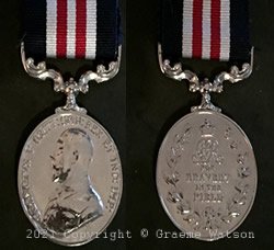 Military Medal awarded for acts of gallantry and devotion to duty under fire - Copyright © 2021 Graeme Watson.
