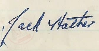 From Graeme Watson's personal collection, Jack Hather autograph.