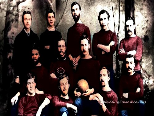 Aberdeen Football Club 1881-82 Team Photo - original B&W picture - No copyright - attached - Colorisation by Graeme Watson 2018