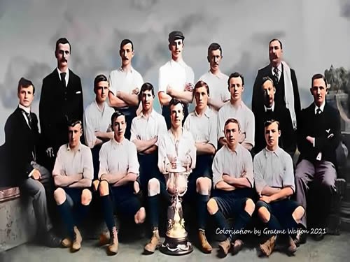 Aberdeen Football Club 1897-98 with the Aberdeenshire Cup Aberdeen Football Club 1897-98 with the Aberdeenshire Cup - Original B&W picture's - No copyright - attached. Colorisation by Graeme Watson 2020, 2021.
