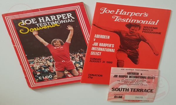 Joe Harper 1980, testimonial programme, souvenir brochure & ticket - Copyright © 2020 Graeme Watson.