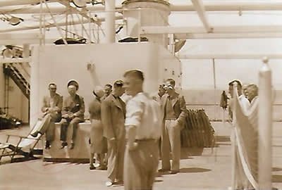 On board ‘Stirling Castle’ ship. On board ‘Stirling Castle’ship - From Graeme Watson's personal collection, of rare personal Photos of Aberdeen Football Club's, tour of South Africa 1937 - Copyright © 2020 Graeme Watson.
