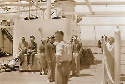 On board ‘Stirling Castle’ship - From Graeme Watson's personal collection, of rare personal Photos of Aberdeen Football Club's, tour of South Africa 1937 - Copyright © 2020 Graeme Watson.