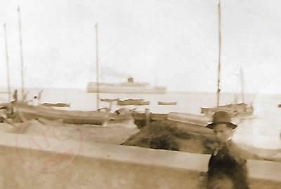 South Africa, looks like ‘Stirling Castle’ sailing out. South Africa - From Graeme Watson's personal collection, of rare personal Photos of Aberdeen Football Club's, tour of South Africa 1937 - Copyright © 2020 Graeme Watson.