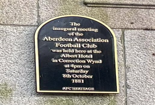 Plaque to commemorate the first meeting of Aberdeen FC, Aberdeen, Scotland - Copyright © 2025 Graeme Watson. Plaque to commemorate the first meeting of Aberdeen FC, Aberdeen, Scotland - Copyright © 2025 Graeme Watson.