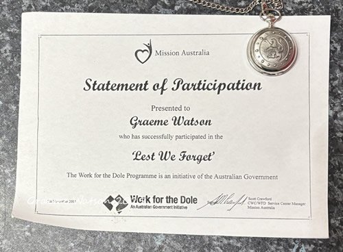 Certificate Lest We Forget