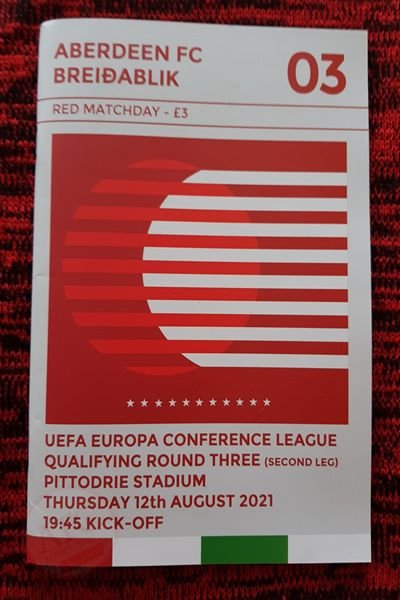 Aberdeen 2 v 1 Breiðablik 12 Aug 2021, programme