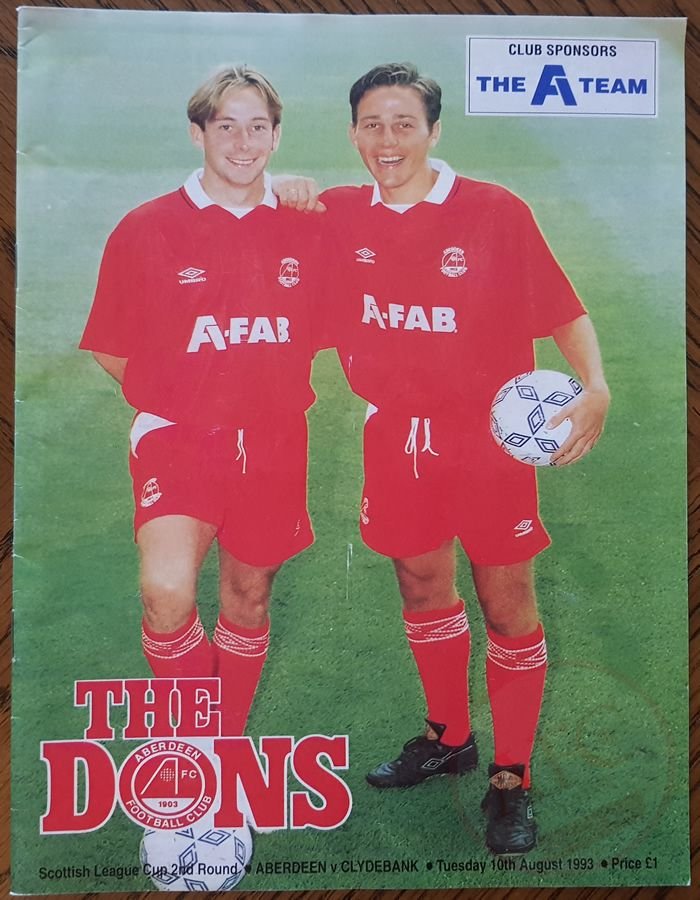 Aberdeen v Clydebank 10 August 1993, programme