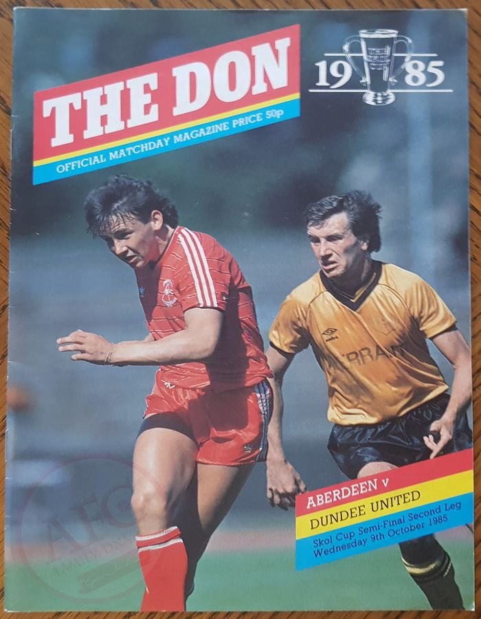 Aberdeen v Dundee Utd 09 October 1985, programme