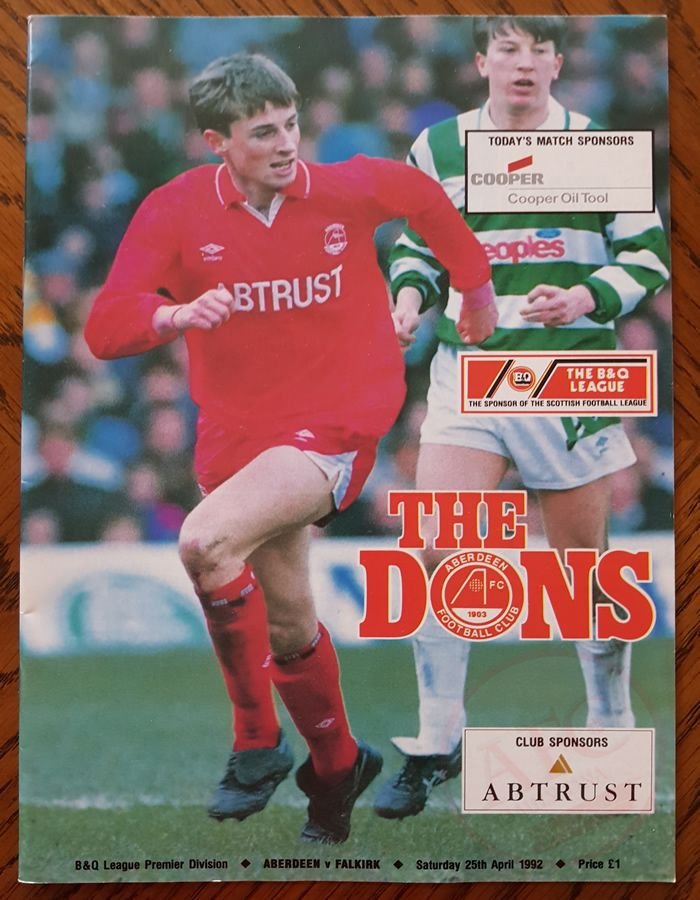 Aberdeen 1 v 1 Falkirk 25 Apr 1992, programme