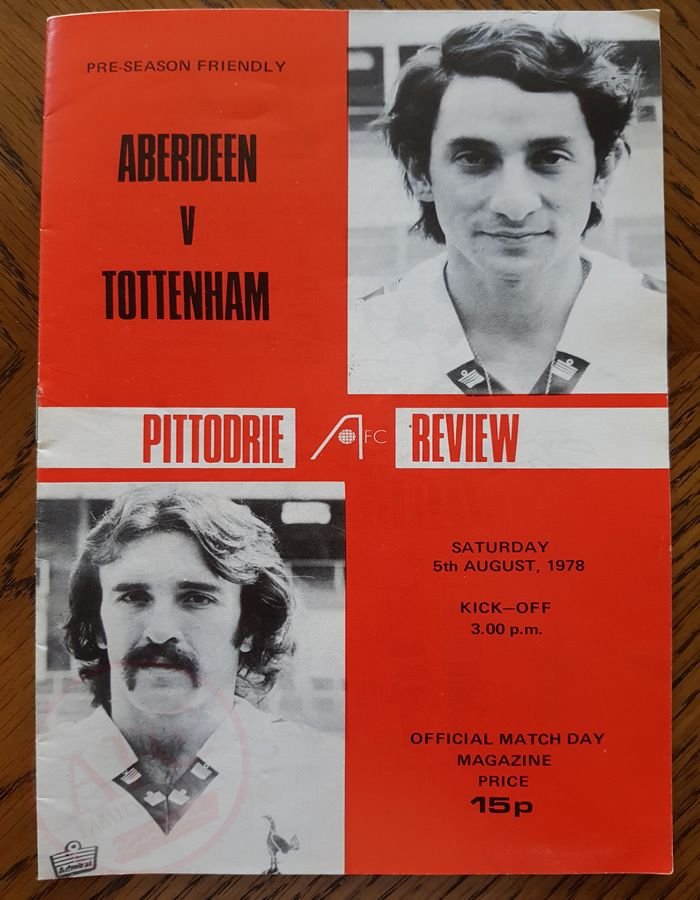 Aberdeen v Tottenham Hotspur 05 Aug 1978, programme