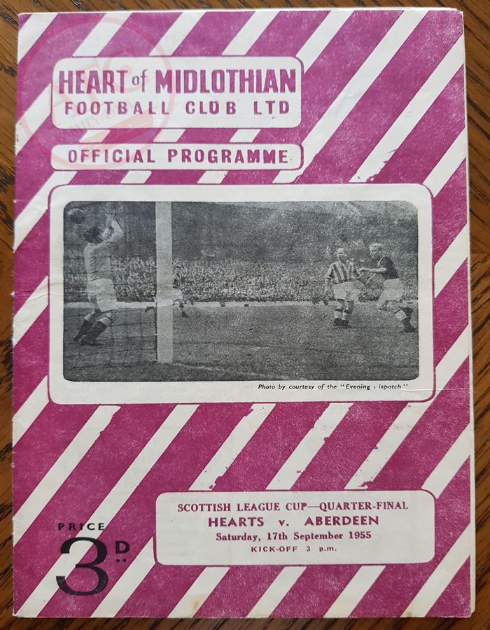 Hearts v Aberdeen 17 September 1955, programme