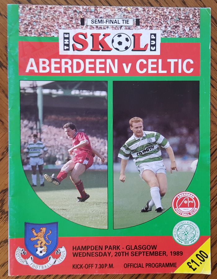 Aberdeen v Celtic 20 September 1989, programme