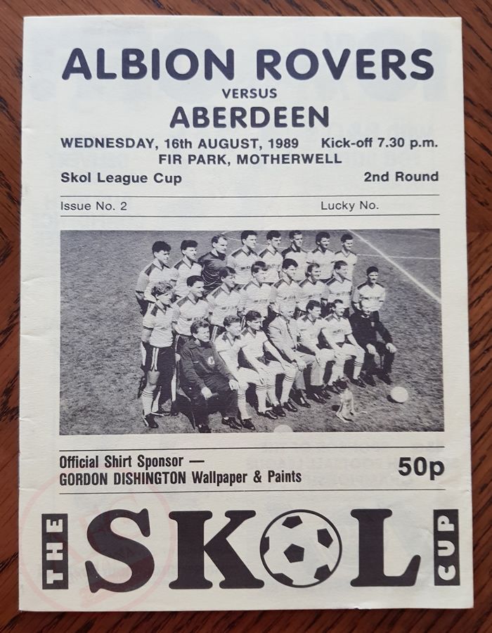 Albion Rovers v Aberdeen, 16 Aug 1989, programme